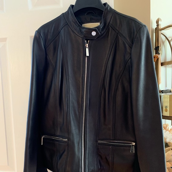 NWOT black leather Michael Kors jacket - Picture 1 of 4